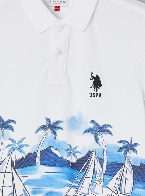 US POLO ASSN KIDS Boys Sailing Boat Graphic Polo T-shirt