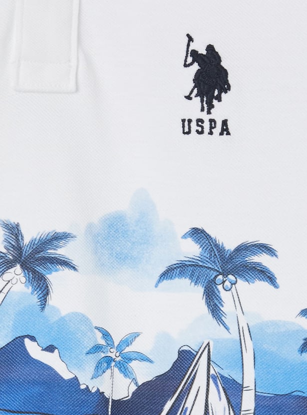 US POLO ASSN KIDS Boys Sailing Boat Graphic Polo T-shirt