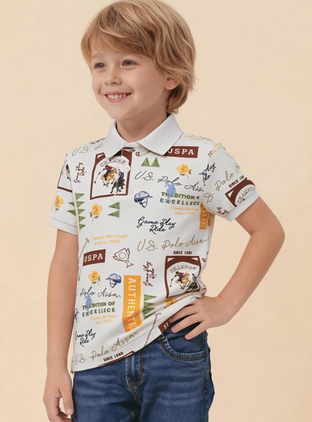 US POLO ASSN KIDS Boys Graphic Print Polo T-shirt