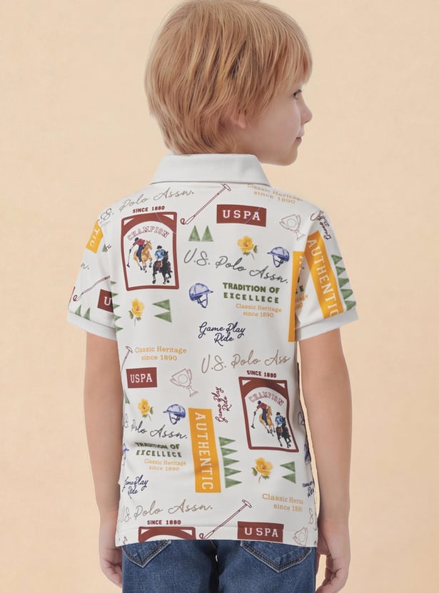 US POLO ASSN KIDS Boys Graphic Print Polo T-shirt
