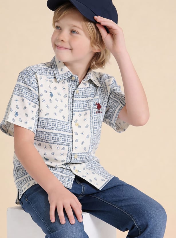 US POLO ASSN KIDS Printed Half Sleeves Shirt