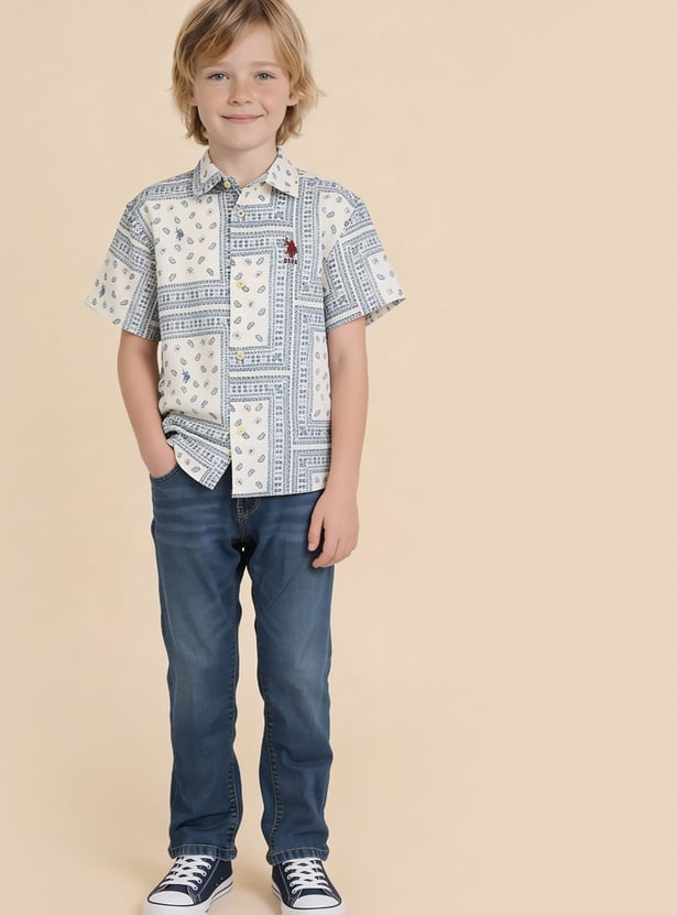 US POLO ASSN KIDS Printed Half Sleeves Shirt