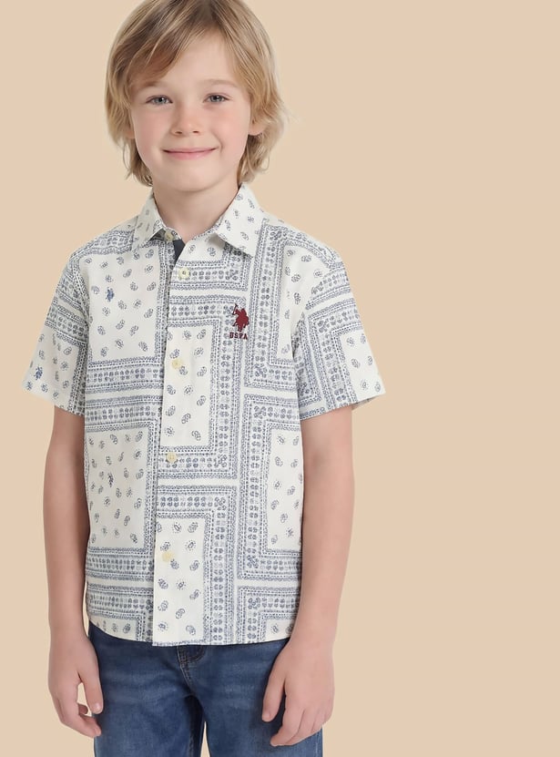US POLO ASSN KIDS Printed Half Sleeves Shirt