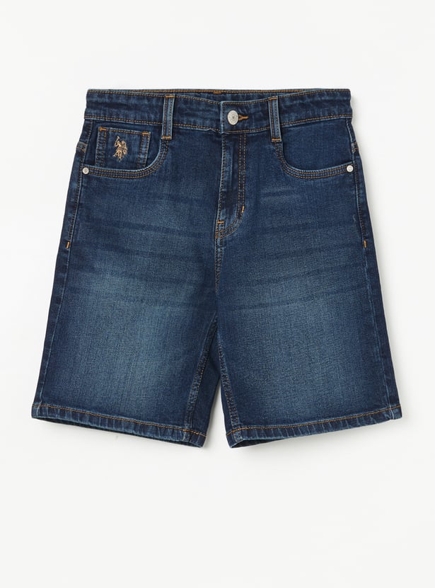 US POLO ASSN KIDS Boys Washed Denim Regular Shorts