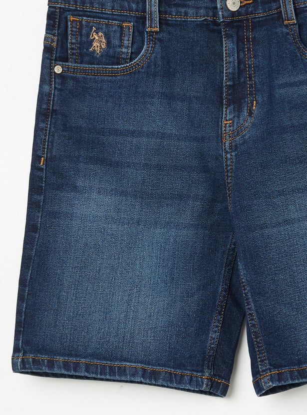 US POLO ASSN KIDS Boys Washed Denim Regular Shorts