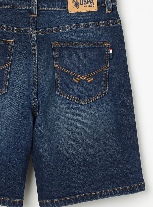 US POLO ASSN KIDS Boys Washed Denim Regular Shorts