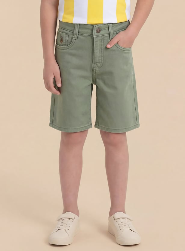 US POLO ASSN KIDS Boys Solid Denim Shorts