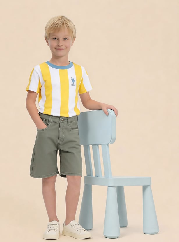 US POLO ASSN KIDS Boys Solid Denim Shorts