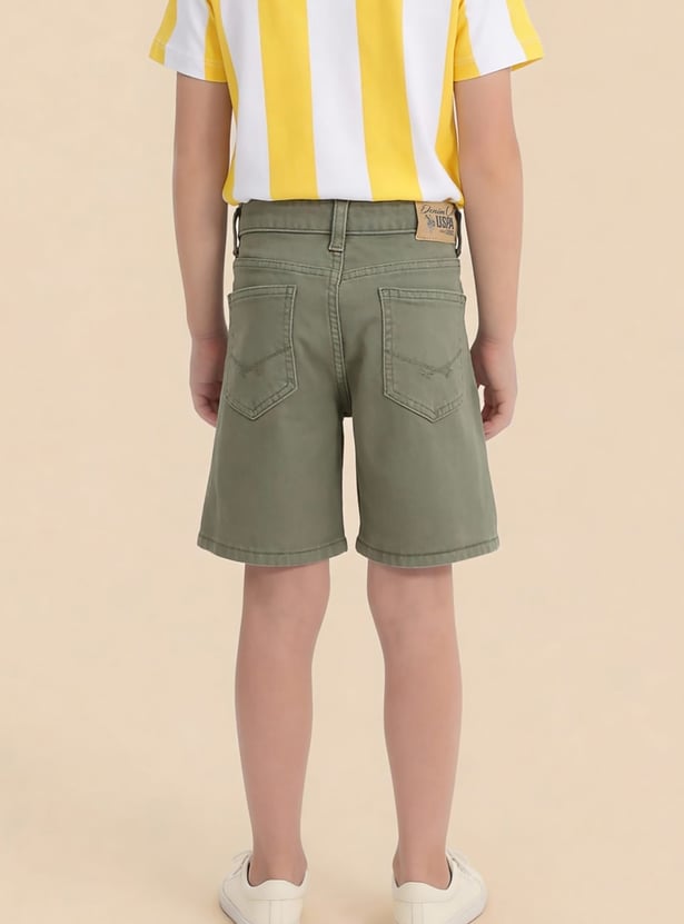 US POLO ASSN KIDS Boys Solid Denim Shorts
