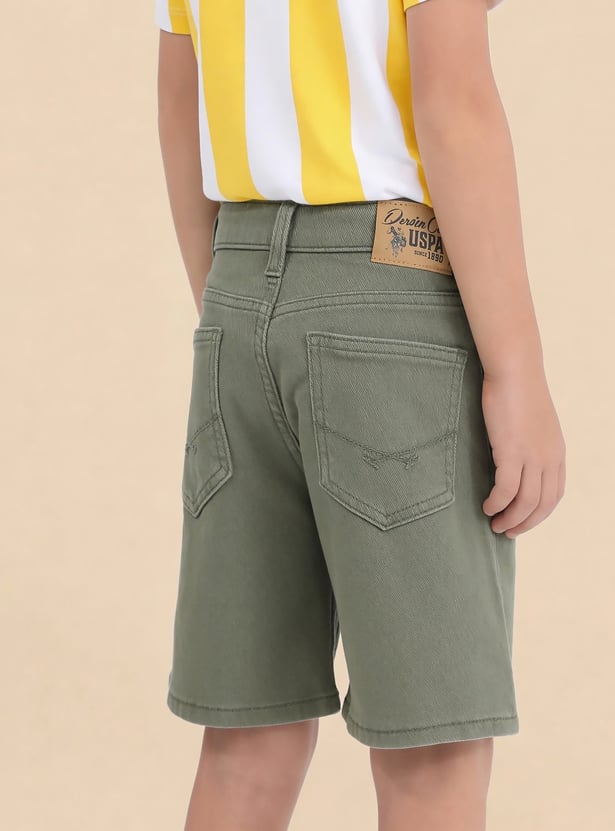 US POLO ASSN KIDS Boys Solid Denim Shorts