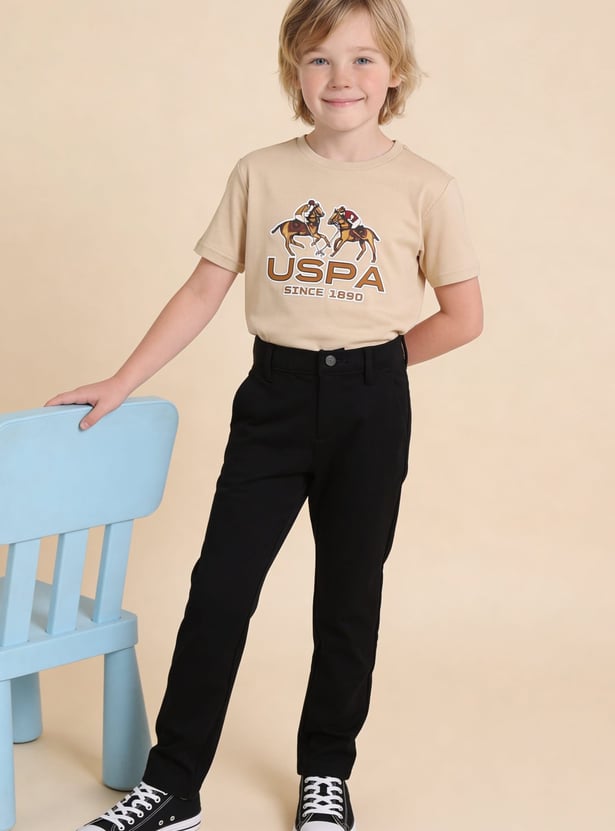 US POLO ASSN KIDS Boys Solid Regular Fit Trousers