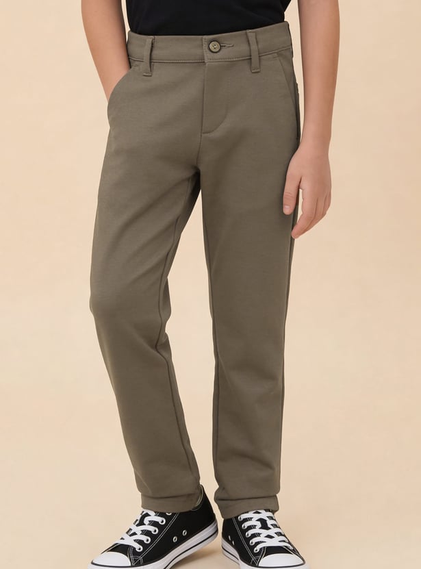 US POLO ASSN KIDS Boys Solid Regular Fit Trousers