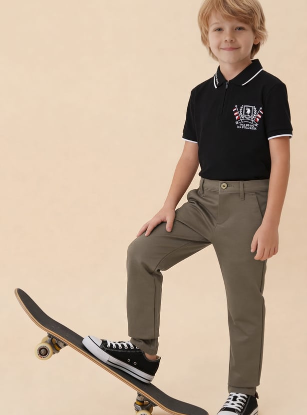 US POLO ASSN KIDS Boys Solid Regular Fit Trousers