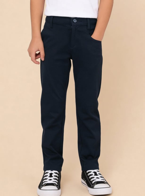 US POLO ASSN KIDS Boys Solid Slim Trousers