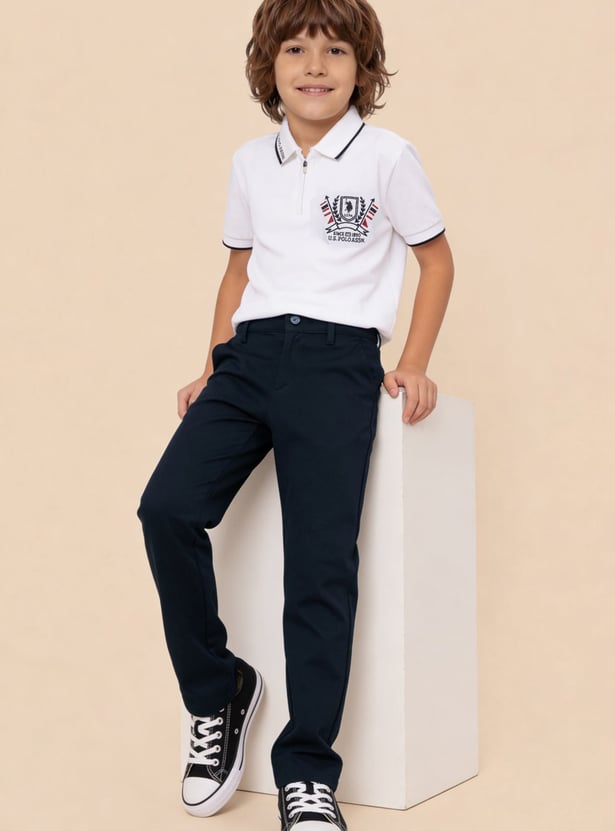 US POLO ASSN KIDS Boys Solid Slim Trousers