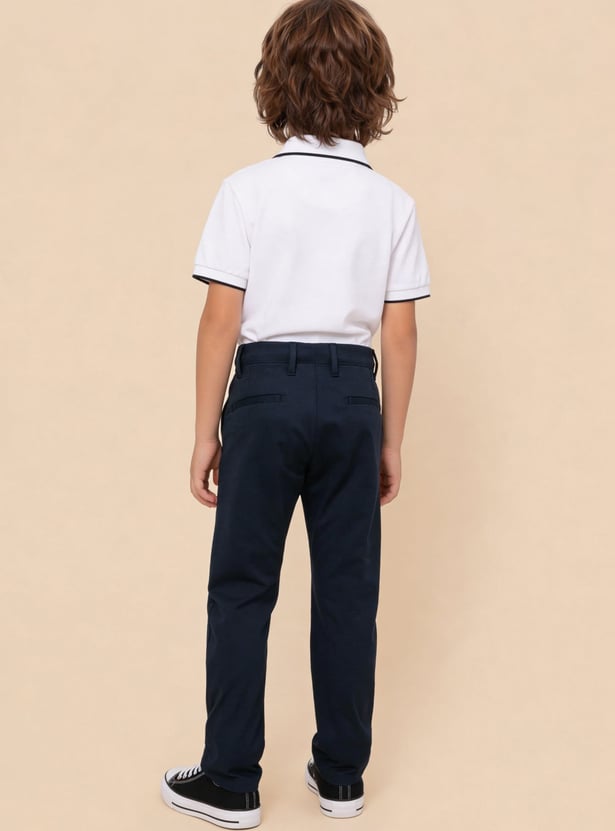 US POLO ASSN KIDS Boys Solid Slim Trousers