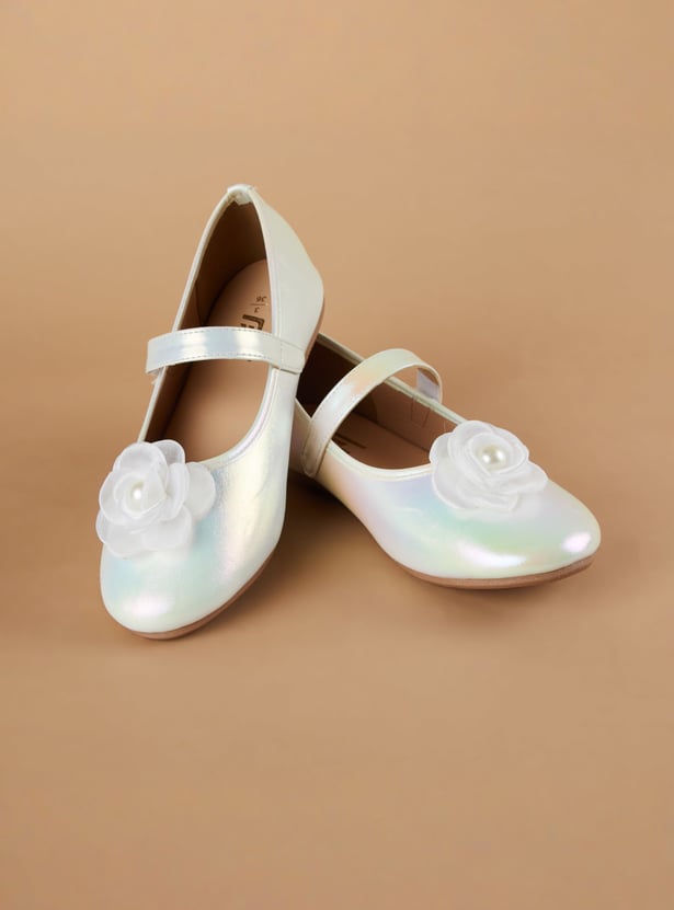 FAME FOREVER Girls Floral Embellished Mary Janes