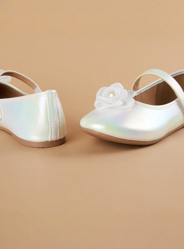 FAME FOREVER Girls Floral Embellished Mary Janes
