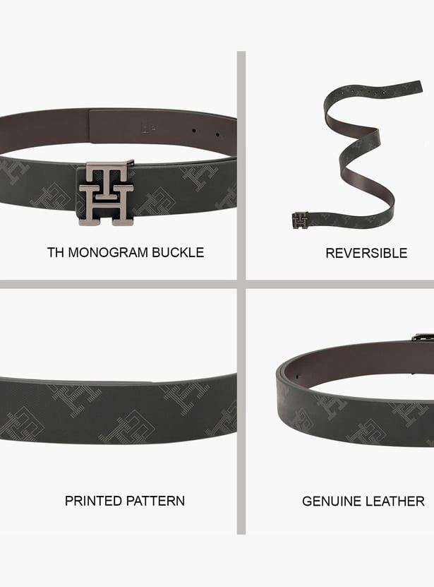TOMMY HILFIGER Logo Print Leather Belt