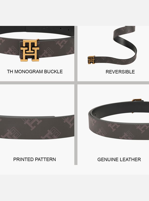 TOMMY HILFIGER Logo Print Leather Belt
