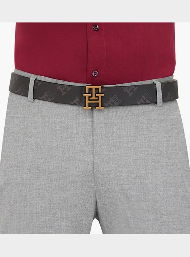 TOMMY HILFIGER Logo Print Leather Belt