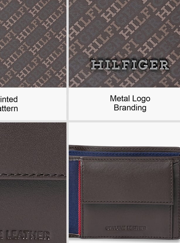 TOMMY HILFIGER Monogram Print Leather Bi-Fold Wallet