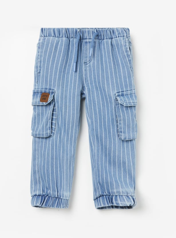 JUNIORS Boys Striped Drawstring Jeans