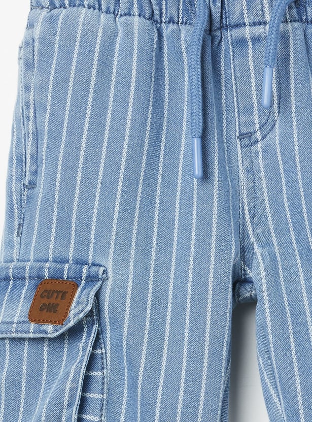 JUNIORS Boys Striped Drawstring Jeans