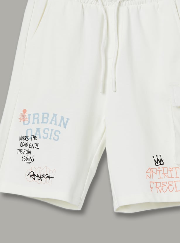 FAME FOREVER Boys Graphic Print Cargo Shorts
