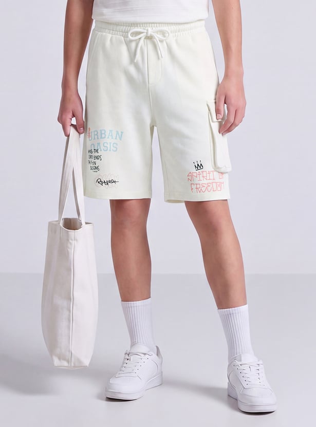 FAME FOREVER Boys Graphic Print Cargo Shorts