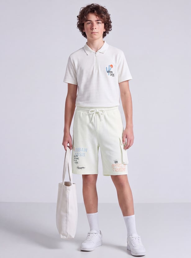 FAME FOREVER Boys Graphic Print Cargo Shorts