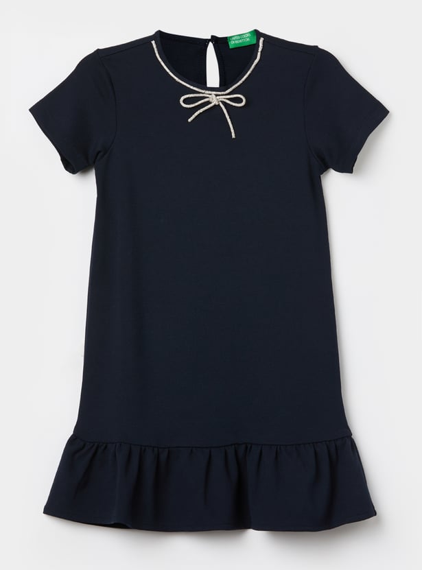 UNITED COLORS OF BENETTON Girls Embellished Drop Waist Dress