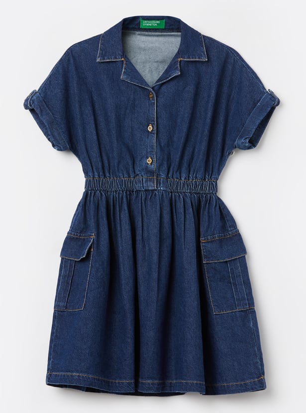 UNITED COLORS OF BENETTON Girls Solid Fit & Flare Dress