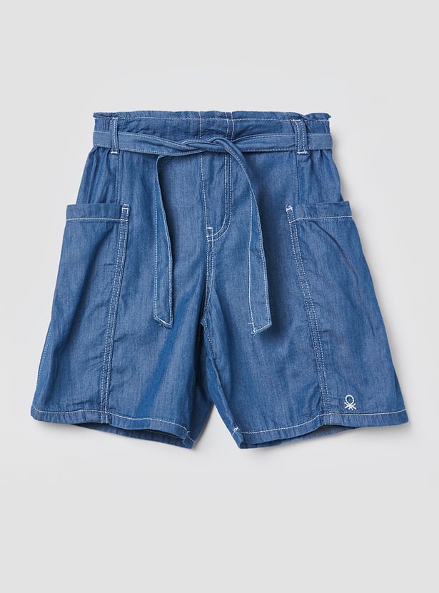 UNITED COLORS OF BENETTON Girls Solid Shorts with Belt