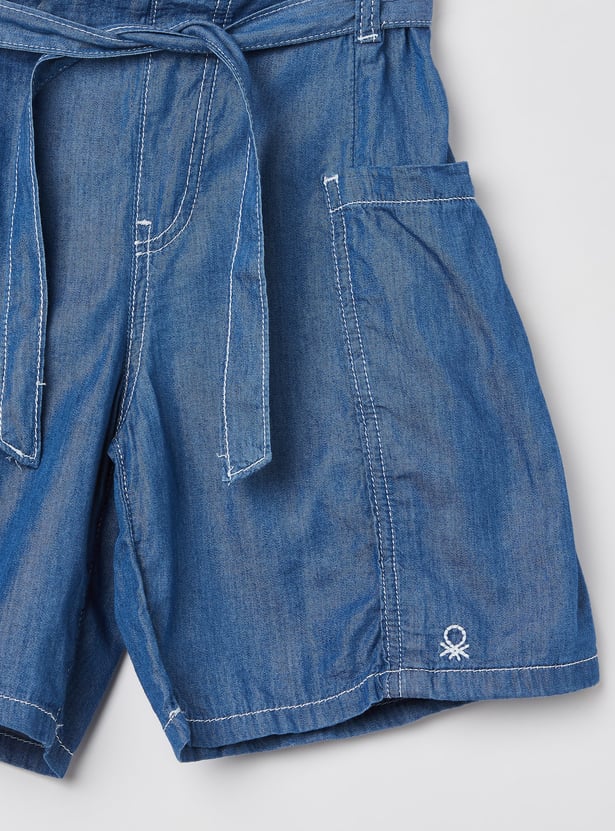 UNITED COLORS OF BENETTON Girls Solid Shorts with Belt