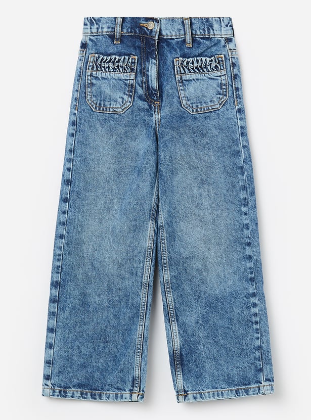 UNITED COLORS OF BENETTON Girls Washed Wide Leg Jeans