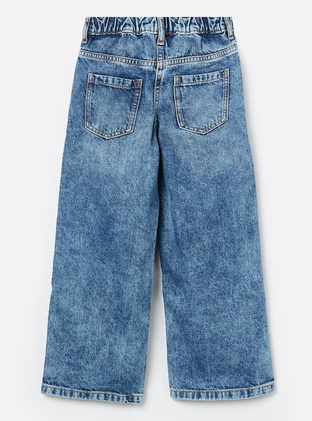 UNITED COLORS OF BENETTON Girls Washed Wide Leg Jeans