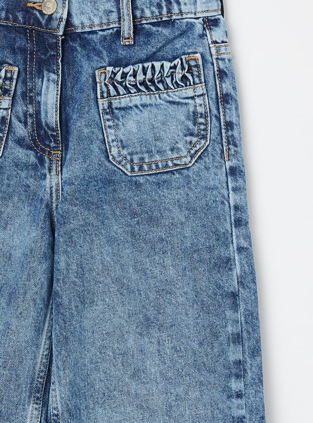 UNITED COLORS OF BENETTON Girls Washed Wide Leg Jeans