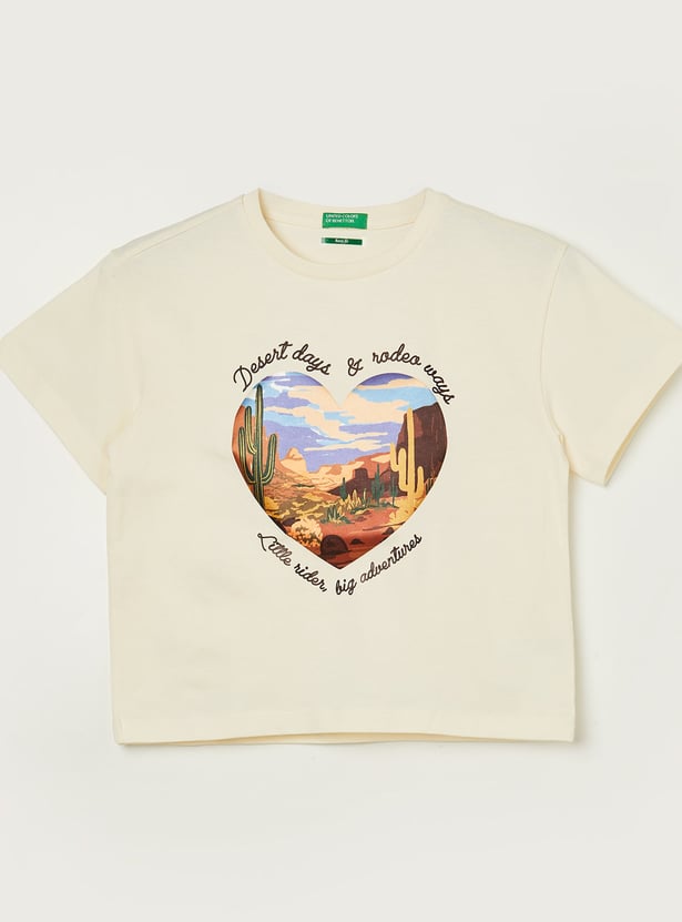 UNITED COLORS OF BENETTON Girls Graphic Print T-shirt