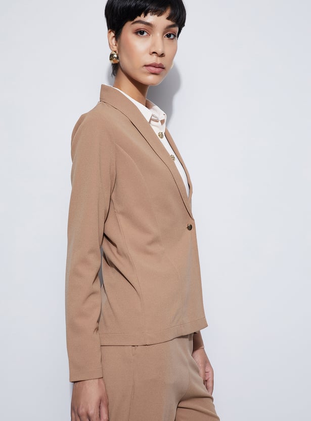 CODE Solid Shawl Collar Blazer