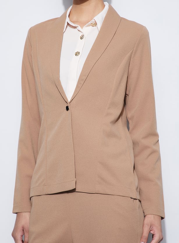 CODE Solid Shawl Collar Blazer