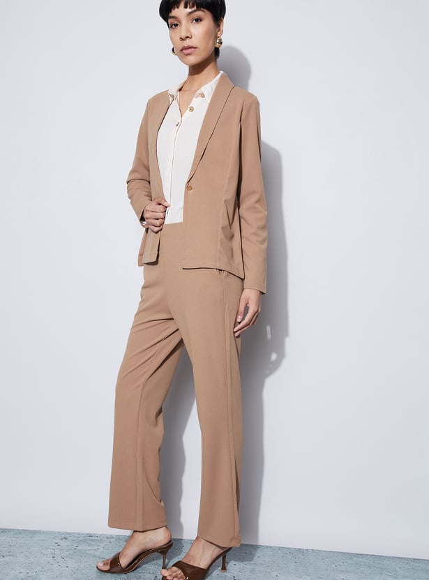 CODE Solid Shawl Collar Blazer