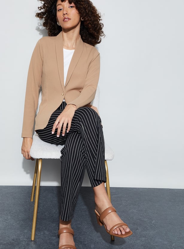 CODE Solid Single Breasted Blazer