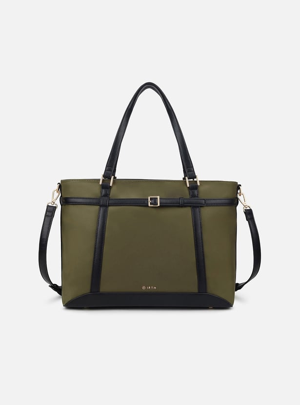 IRTH Contrast Piping Laptop Bag