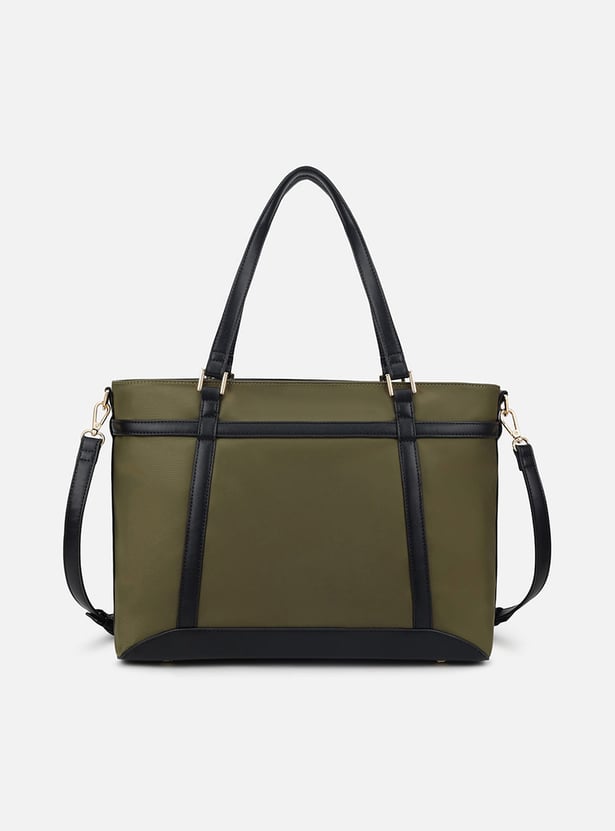 IRTH Contrast Piping Laptop Bag