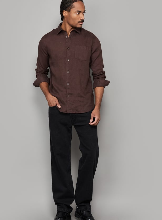 LEVI'S Solid Mid-Rise Regular Straight Jeans
