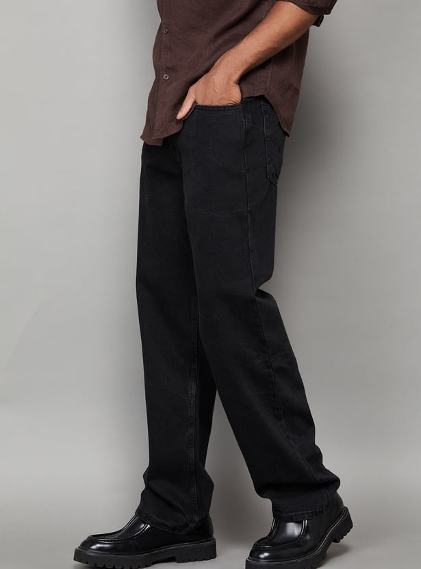 LEVI'S Solid Mid-Rise Regular Straight Jeans