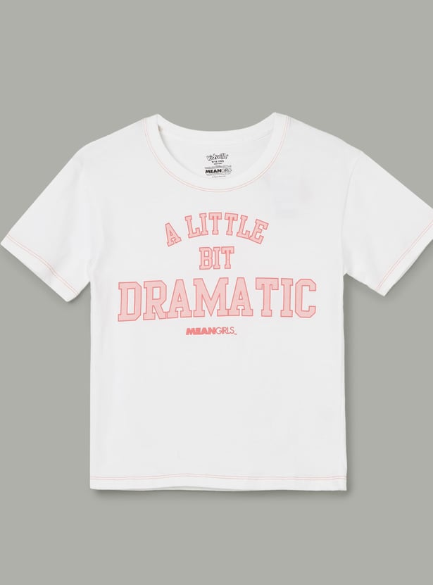KIDSVILLE Girls Typographic Print T-shirt