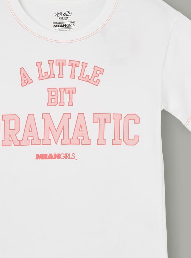 KIDSVILLE Girls Typographic Print T-shirt