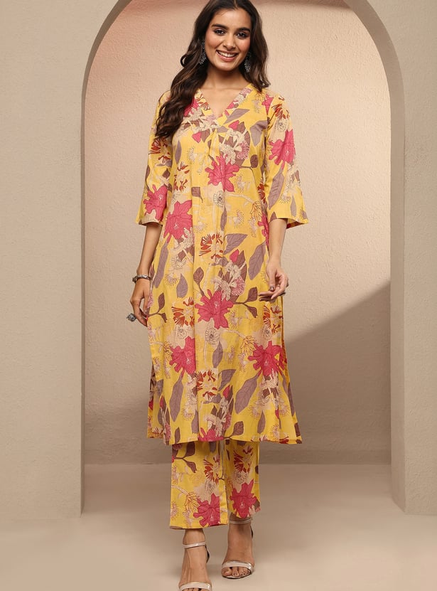 LIBAS Floral Print Straight Kurta Set